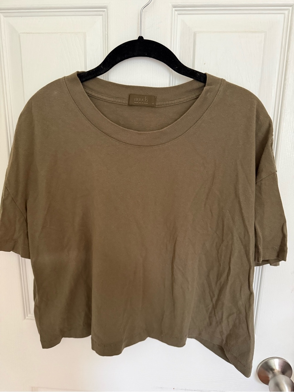 nuuds Olive Cropped Crew Tee